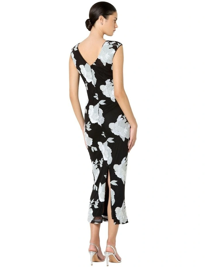 Marcela Floral Sequin Dress in Black image 2
