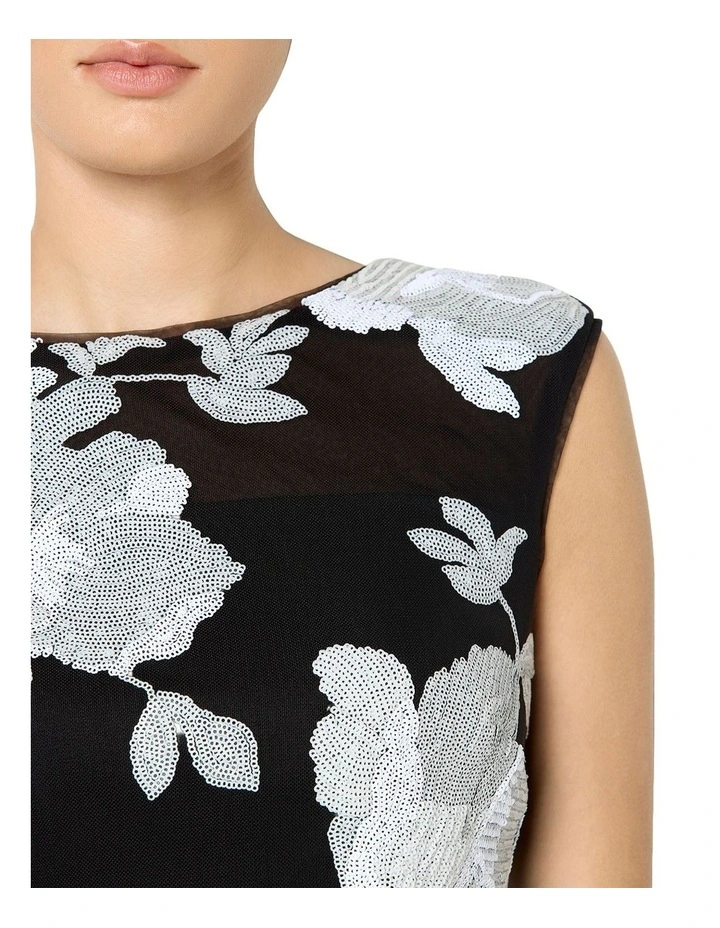 Marcela Floral Sequin Dress in Black image 5