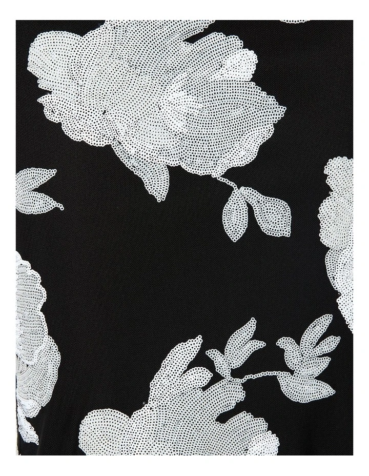 Marcela Floral Sequin Dress in Black image 7