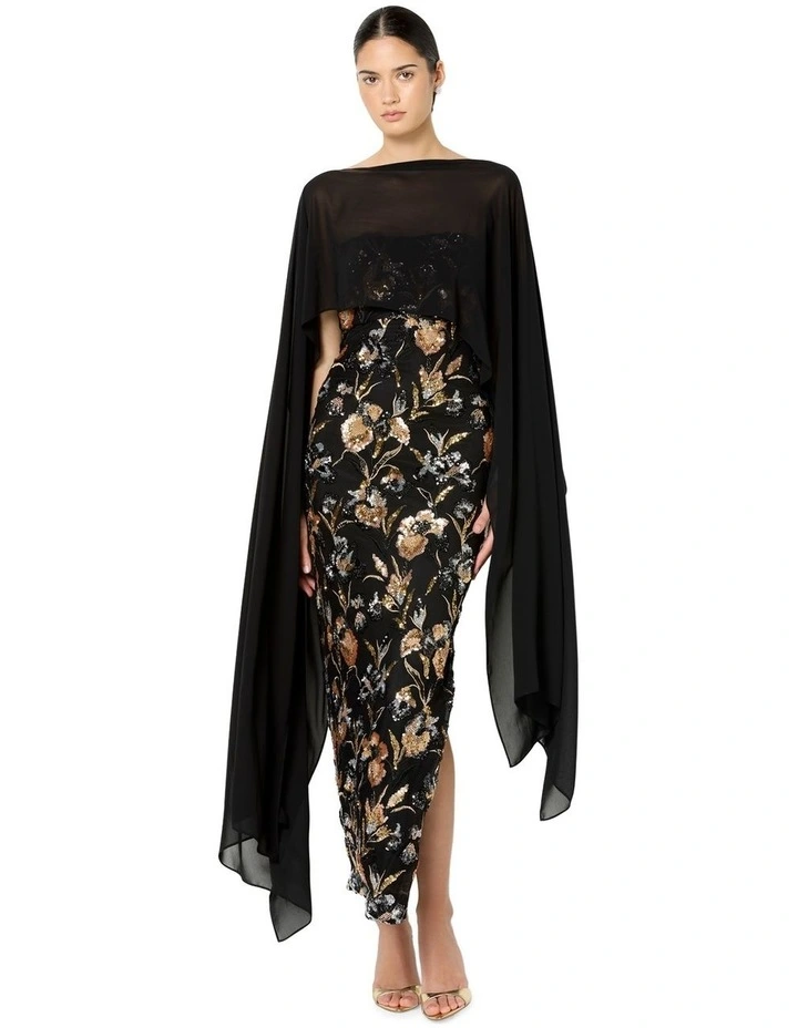 Angeline Chiffon Overlay Wrap in Black image 1