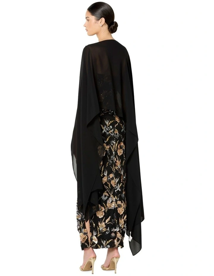 Angeline Chiffon Overlay Wrap in Black image 2