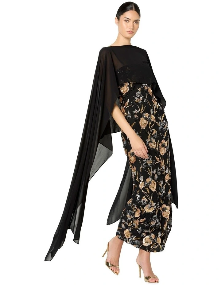 Angeline Chiffon Overlay Wrap in Black image 3