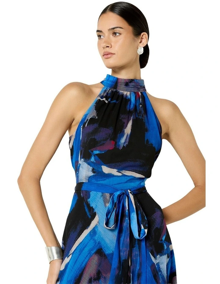 Gisele Printed Halter Maxi Dress in Blue image 4