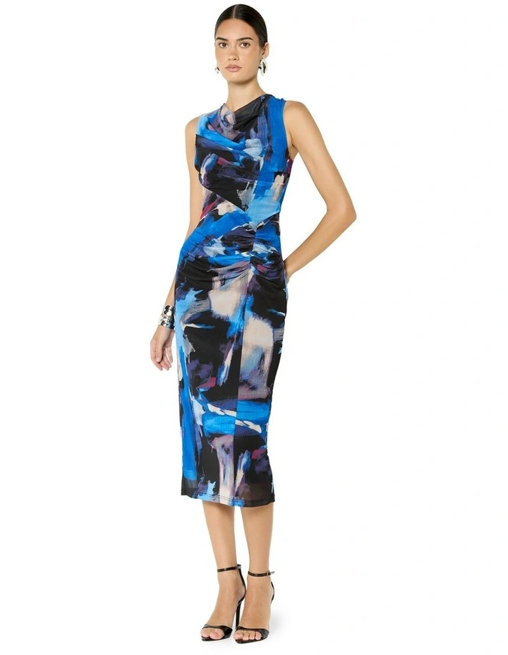 Faylen Printed Mesh Dress in Multi image 3