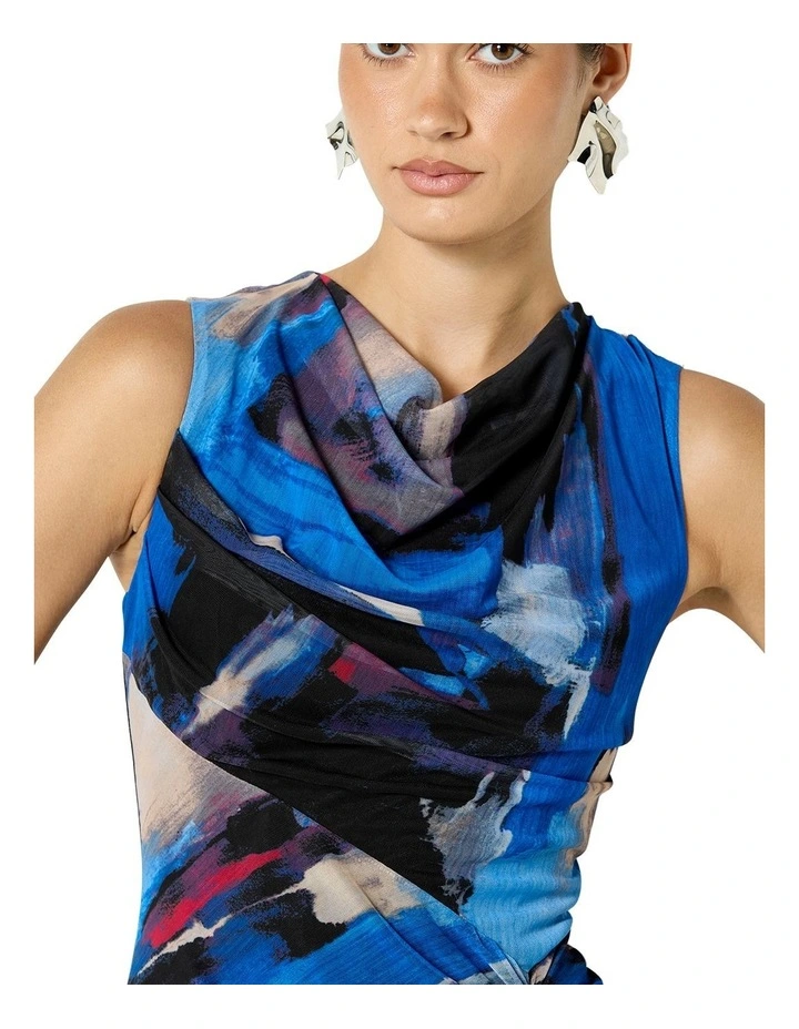 Faylen Printed Mesh Dress in Multi image 4