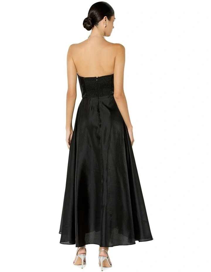 Lila Organza Strapless Gown in Black image 2