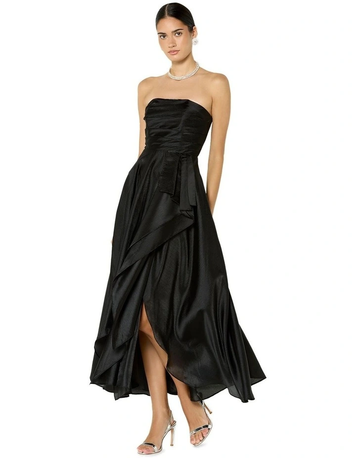 Lila Organza Strapless Gown in Black image 3