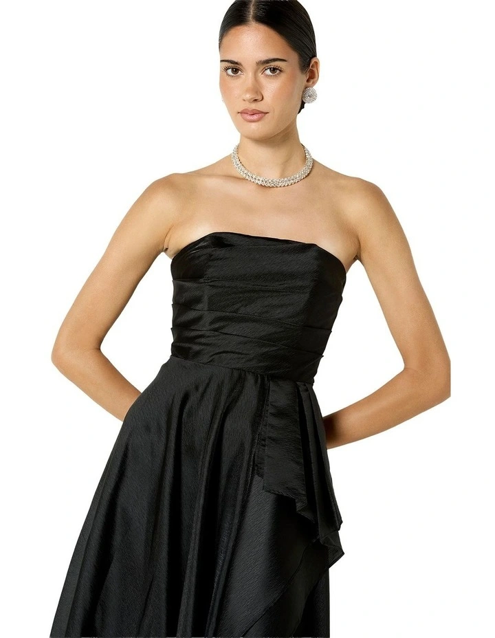 Lila Organza Strapless Gown in Black image 4
