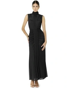 Dominique Mesh Maxi Dress in Black