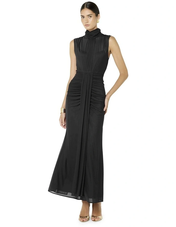 Dominique Mesh Maxi Dress in Black image 2