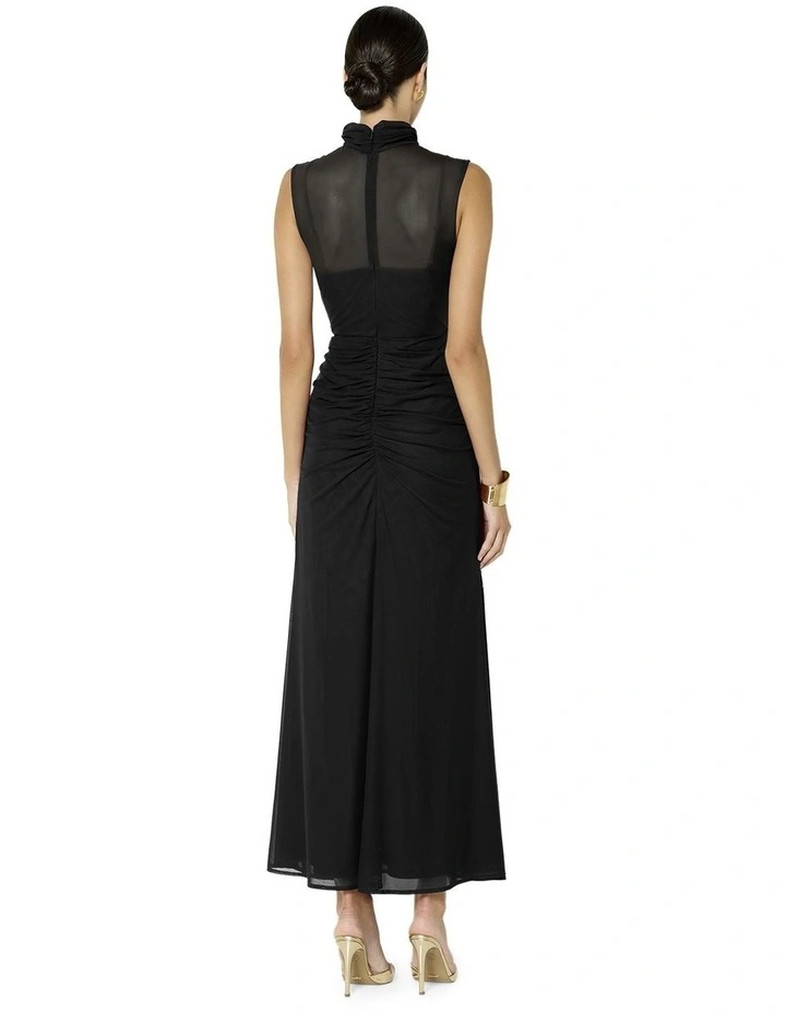 Dominique Mesh Maxi Dress in Black image 3
