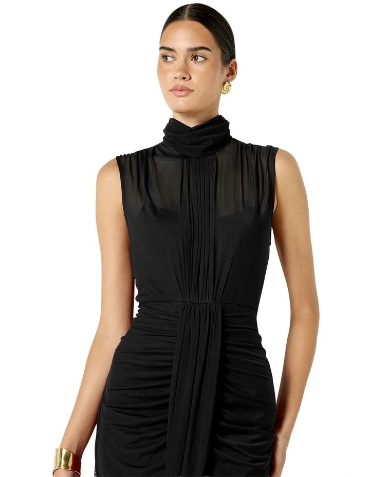 Dominique Mesh Maxi Dress in Black image 4