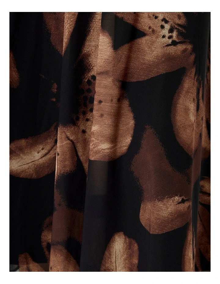 Charlotte Printed Halter Dress in Black and Cinnamon Floral Print image 6