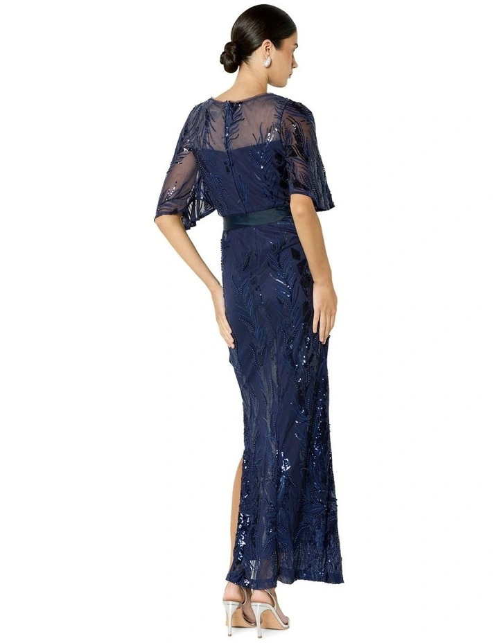 Alaine Embroidered Gown in Navy image 2