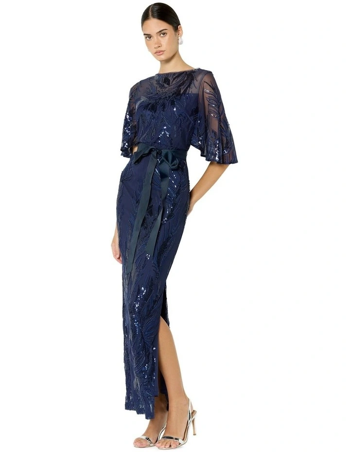 Alaine Embroidered Gown in Navy image 3