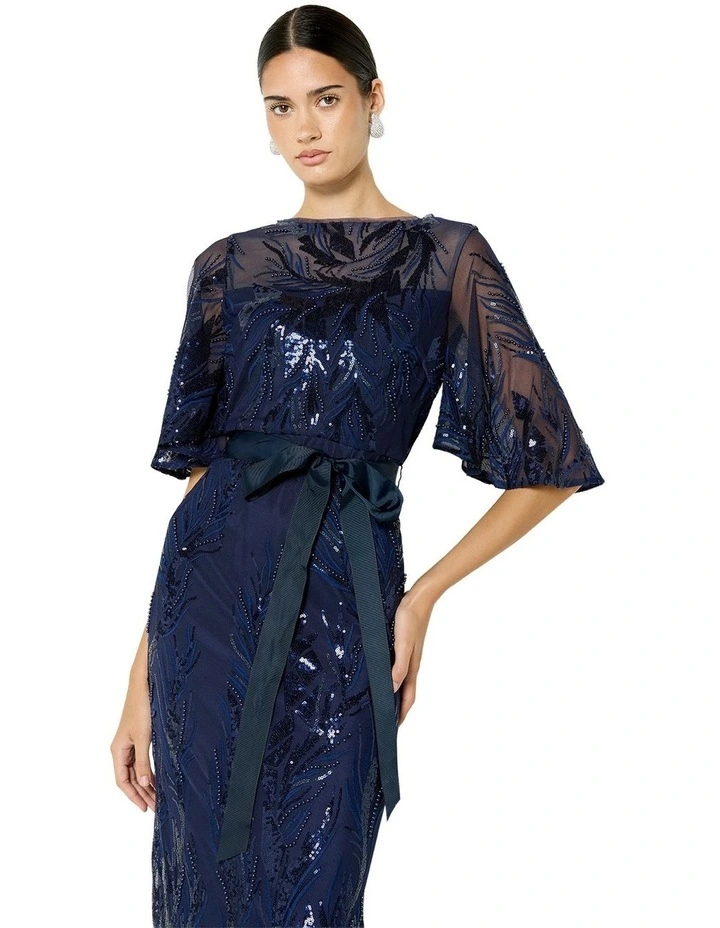 Alaine Embroidered Gown in Navy image 4