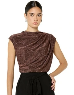 Rachelle Metallic Top in Bronze