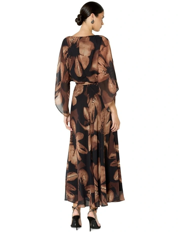 Charlize Gown in Black and Mocha Floral Print image 2