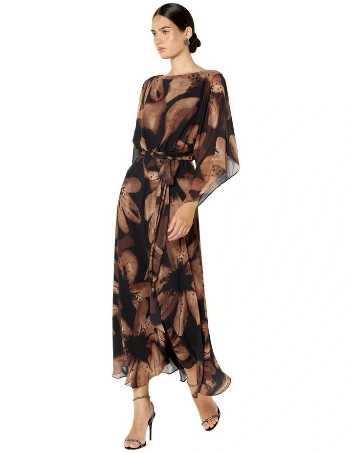 Charlize Gown in Black and Mocha Floral Print image 3