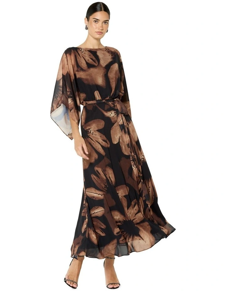 Charlize Gown in Black and Mocha Floral Print image 4