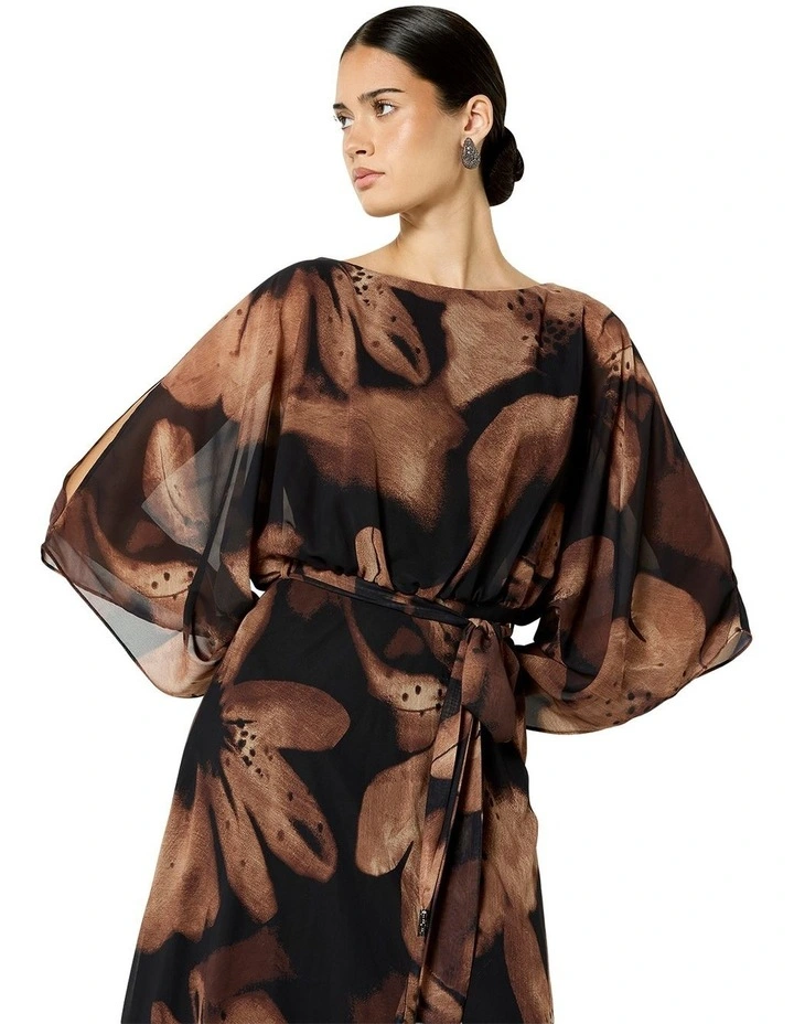 Charlize Gown in Black and Mocha Floral Print image 5