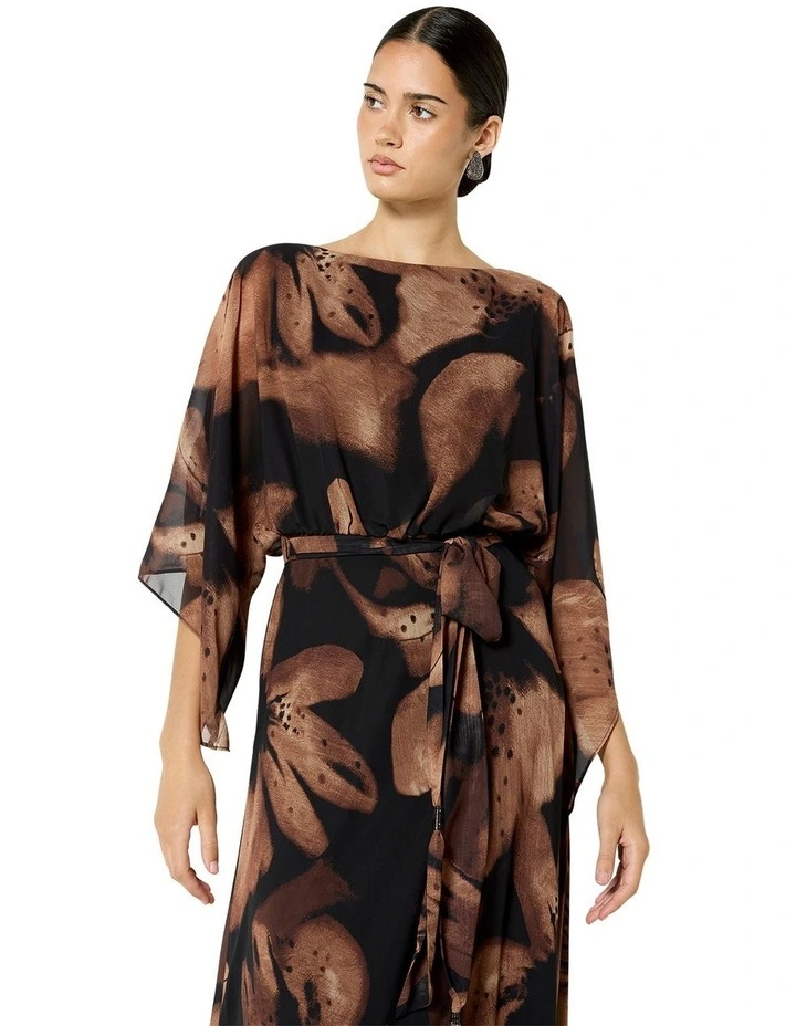 Charlize Gown in Black and Mocha Floral Print image 6