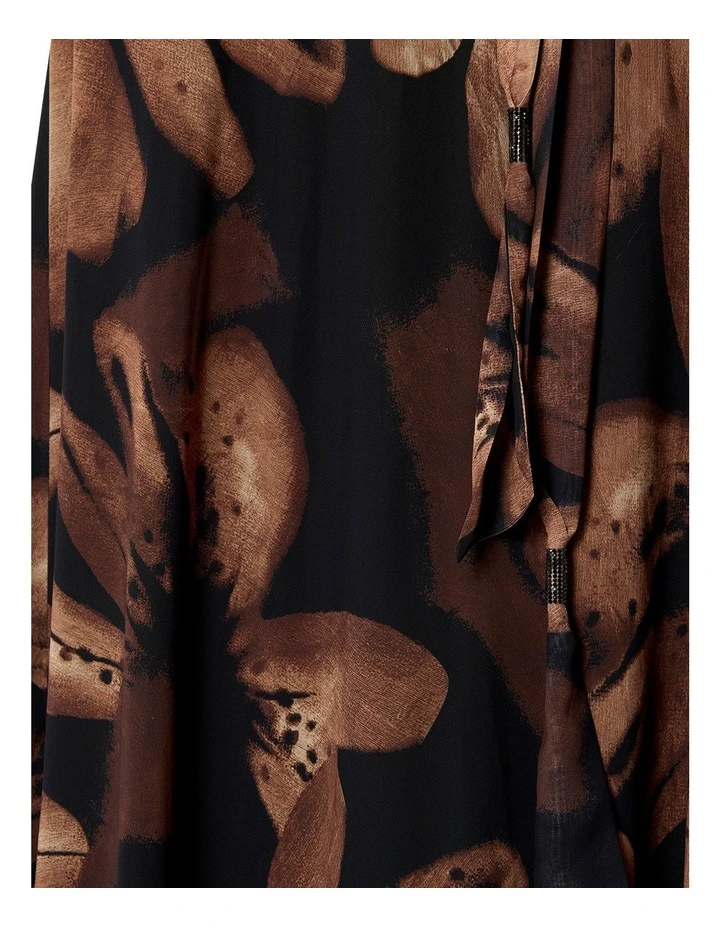 Charlize Gown in Black and Mocha Floral Print image 7