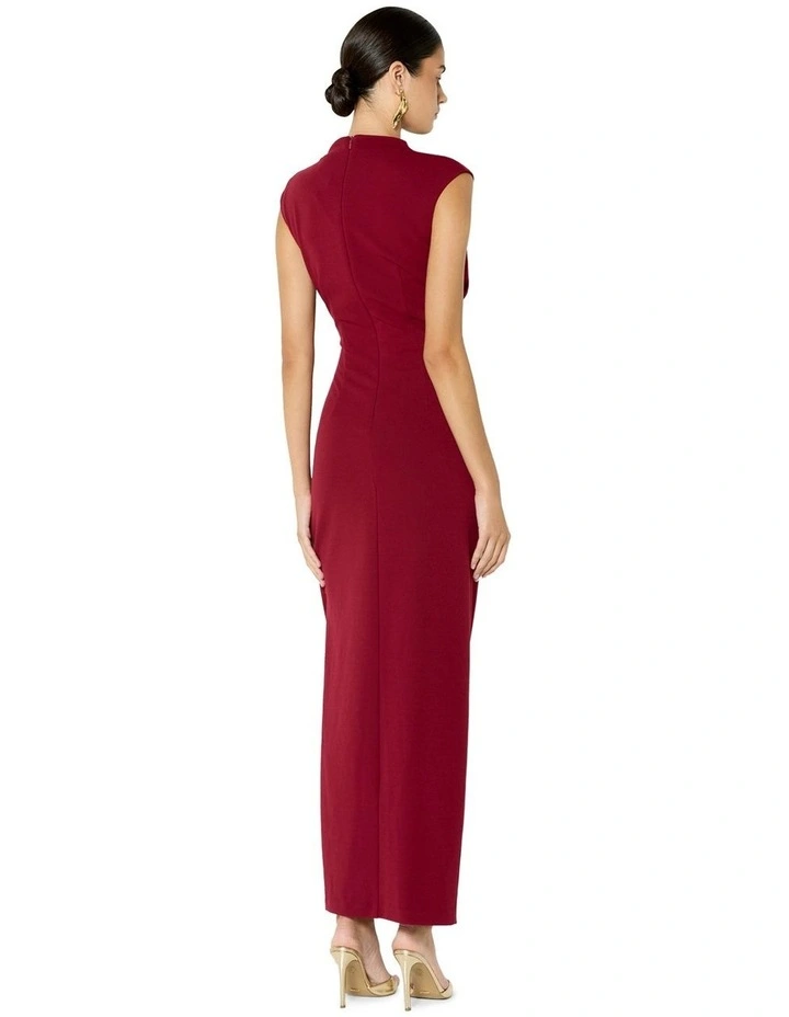 June Twist Detail Cocktail Dress in Burgundy image 2