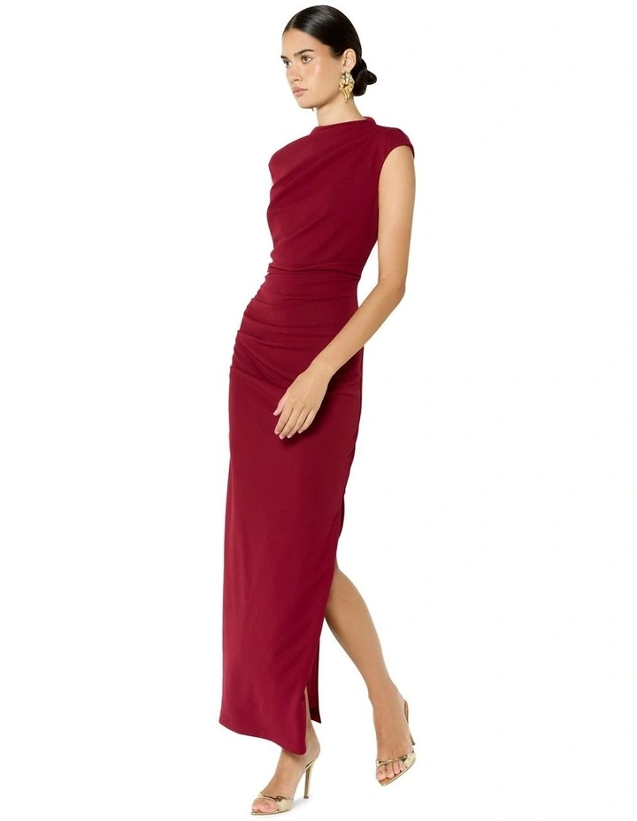 June Twist Detail Cocktail Dress in Burgundy image 3