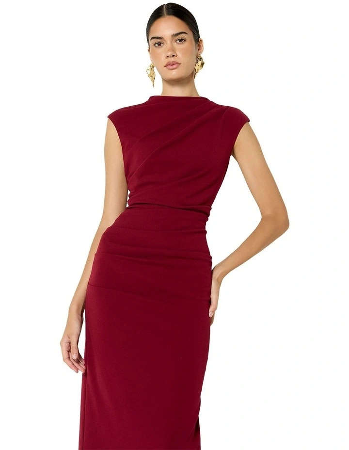 June Twist Detail Cocktail Dress in Burgundy image 4