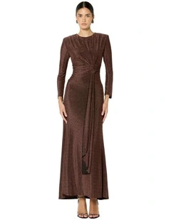 Zoe Metallic Gown in Bronze