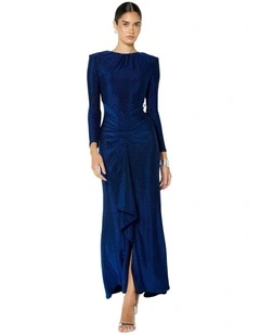 Dion Metallic Gown in Cobalt