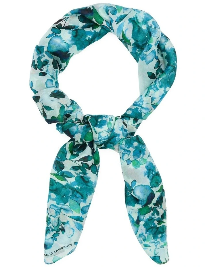 Aurinda Silk Scarf in Teal image 2