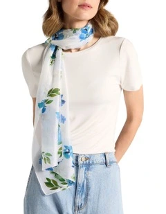 Jacinda Silk Scarf in Ivory Multi