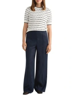 Imogen Linen Wide Leg Pant in Navy