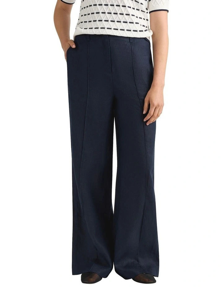 Imogen Linen Wide Leg Pant in Navy image 2