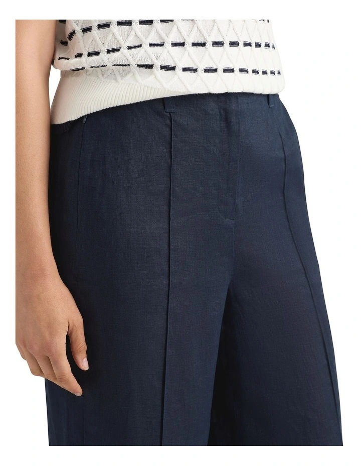 Imogen Linen Wide Leg Pant in Navy image 3