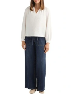 Yana Cotton Crinkle Blouse in Ivory