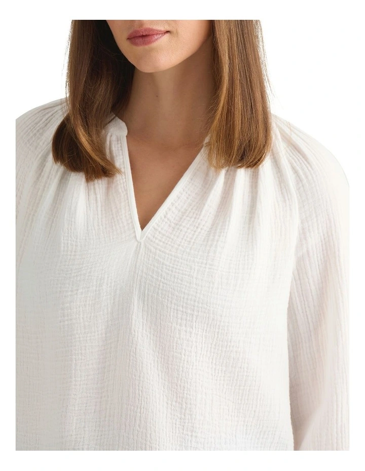 Yana Cotton Crinkle Blouse in Ivory image 3