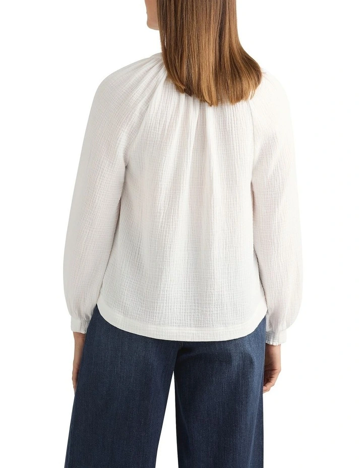Yana Cotton Crinkle Blouse in Ivory image 4