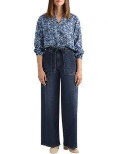 Annabelle Cotton Blouse in Navy Multi