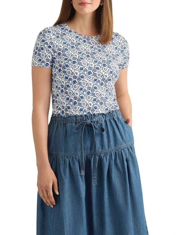Annabelle Bamboo Tee in White Multi image 2