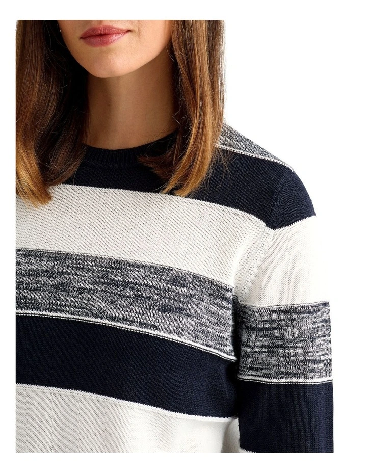Aura Linen Blend Knit in Navy Stripe image 3