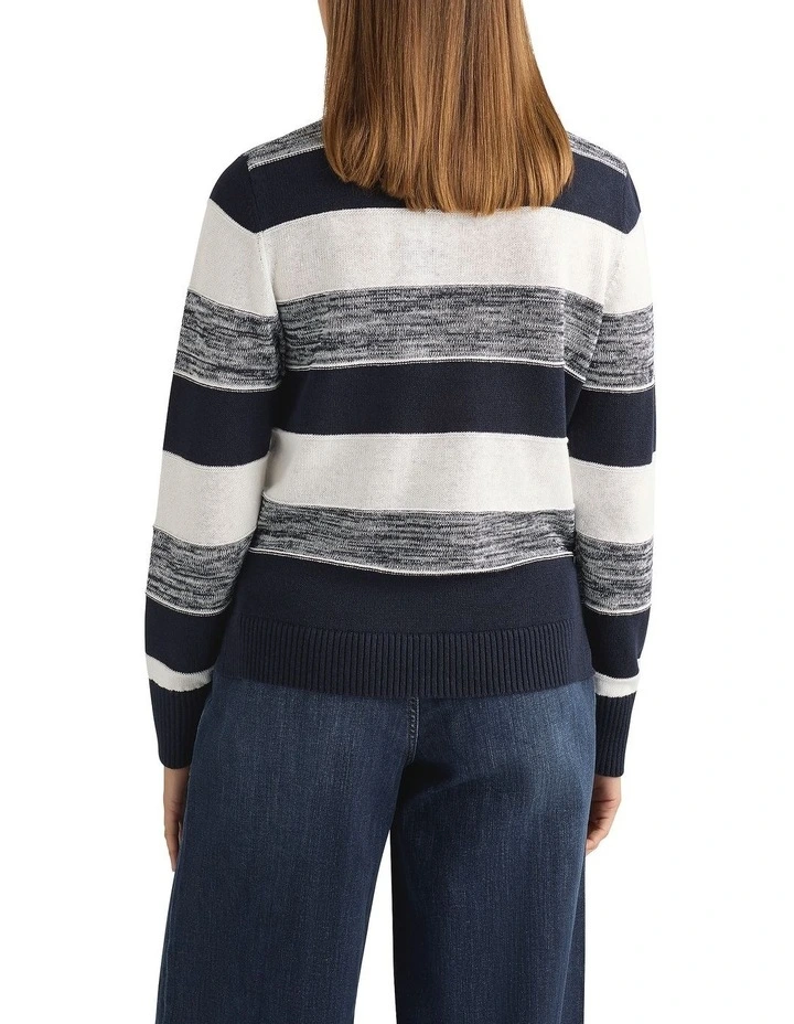 Aura Linen Blend Knit in Navy Stripe image 4
