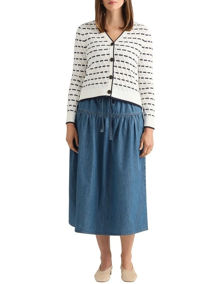 Decora Cable Knit Cardgian in Ivory Multi image 1