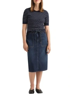 Immare Denim Pencil Skirt in Blue Denim Wash