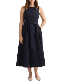Willa Chambray Dress in Dark Indigo