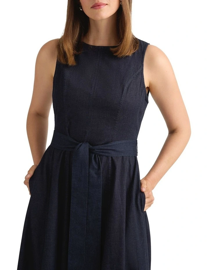 Willa Chambray Dress in Dark Indigo image 2