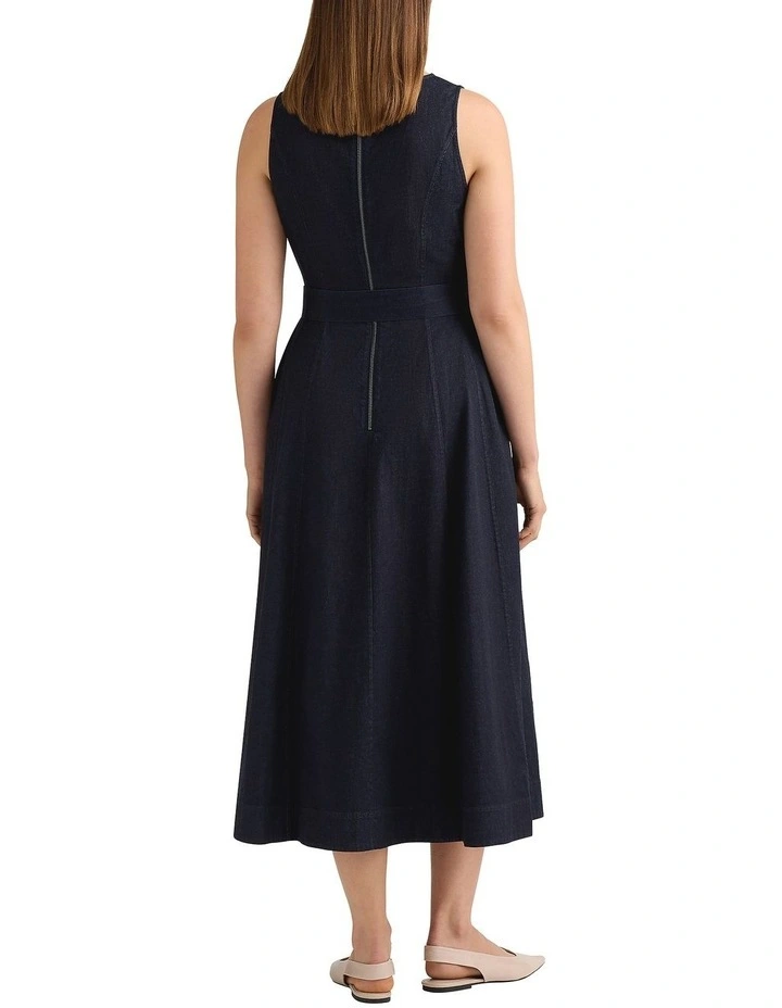 Willa Chambray Dress in Dark Indigo image 4