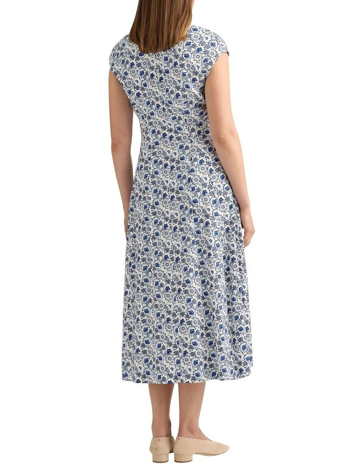Annabelle Stretch Linen Dress in White Multi image 4